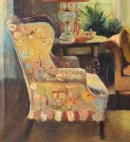 Apátfalvi Czene János (1904-1984): Enteriőr. Olaj, vászon, jelzett. Dekoratív, kissé sérült fakeretb...