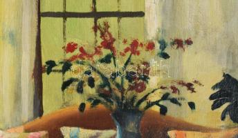 Apátfalvi Czene János (1904-1984): Enteriőr. Olaj, vászon, jelzett. Dekoratív, kissé sérült fakeretb...