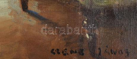 Apátfalvi Czene János (1904-1984): Enteriőr. Olaj, vászon, jelzett. Dekoratív, kissé sérült fakeretb...