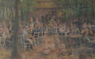 Jelzés nélkül (Renoir vagy Max Liebermann után?): Társaság a sörkertben. Pasztell, papír. Dekoratív,...