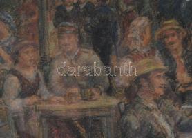 Jelzés nélkül (Renoir vagy Max Liebermann után?): Társaság a sörkertben. Pasztell, papír. Dekoratív,...