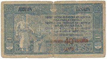 Jugoszlávia / Szerb-Horvát-Szlovén Királyság 1919. 10D piros "40K" felülbélyegzéssel T:VG,...