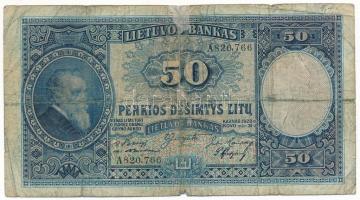 Litvánia 1928. 50L "A820766" T:VG,G ragasztott
Lithuania 1928. 50 Litu "A820766&quot...