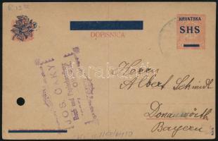 1919 10f díjjegyes levelezőlap Németországba / PS-card to Bayern
Signed: Bodor