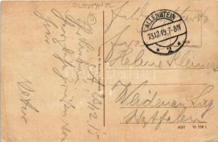 1915 Olsztyn, Allenstein; Hohes Tor. Verlag W. Rumler / tower, tram, shops (tiny pinholes)