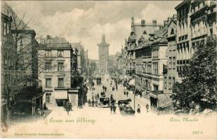 Elbag, Elbing; Alter Markt, Bazar. Edgar Schmidt / market, street, shops (tiny tear)
