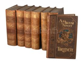 A magyar nemzet története. I-X.. köt. (Hiány 1,2.5. kötetek)! Szerk. Szilágyi Sándor. Írták: Acsády Ignác, Angyal Dávid, Ballagi Géza, Beksics Gusztáv, Fraknói Vilmos, Marczali Henrik... Bp. 1895-1898. Athenaeum.. Rendkívül gazdag illusztrációs anyaggal, színes táblákkal kihajtható fakszimilékkel, szövegközti és önálló képekkel. Aranyozott, kiadói félbőr-kötésben, kisebb kopásokkal, de összességében szép állapotú sorozat.