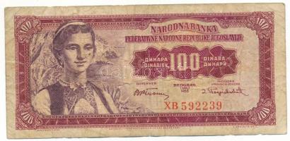 Jugoszlávia 1955. 100D "XB 592239" T:F,VG
Yugoslavia 1955. 100 Dinara "XB 592239&quo...