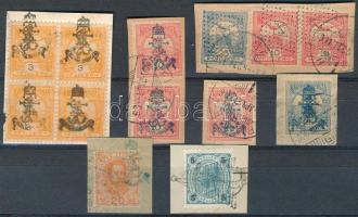 Peterdi bélyegzések stecklapon: 13 bélyeg 7 kivágáson / Peterdi 13 stamps