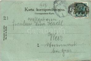 1900 Sambir, Szambir, Sambor; Ulica Mickiewicza / Mickiewicz Gasse. Filip Schwarz / church at night ...