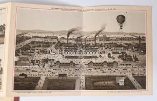 1891 Erinnerung Frankfurt a. M. 36 Ansichten. Kiadói aranyozott egészvászon kötésben Kihajtható lith...