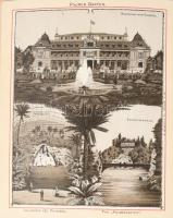 1891 Erinnerung Frankfurt a. M. 36 Ansichten. Kiadói aranyozott egészvászon kötésben Kihajtható lith...