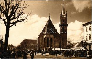 Beszterce, Bistritz, Bistrita; Evangélikus templom, piac / Lutheran church, market. Fritz Römischer ...