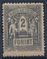 1873 Kőnyomat Távírda 2Ft (gumihiba, ráncok) / Mi T 8 (gum disturbance, creases)
