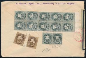 1946.04.11. (12. díjszabás) Levél Lovasfutás bélyegekkel, francia cenzúrával, "BUDAPEST" -...