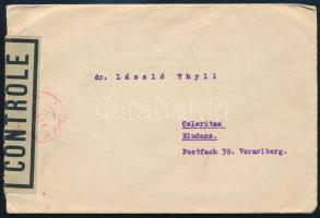 1946.04.11. (12. díjszabás) Levél Lovasfutás bélyegekkel, francia cenzúrával, "BUDAPEST" -...