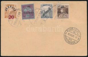 Baranya I-II. 1919 Ajánlott, díjkiegészített díjjegyes levelezőlap Baranya megszállási bélyegekkel, ...