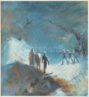 Istókovits Kálmán (1898-1990): II. világháborús rajz. Tempera, papír, jelezve jobbra lent: Istokovit...