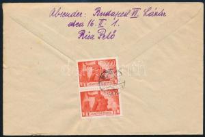 1946.05.22. (16. díjszabás) Vöröskeresztes levél Betűs Ajánlás/24f négyestömbbel + Újjáépítés 3000P ...