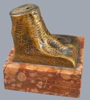 cca 1900-1920 Franz Xaver Bergmann (1861-1936): Hermész. Patinázott bronz, márvány talapzaton, csava...