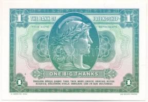 Csehország 2024. "1 Nagy Köszönöm - A Barátság Bankja" "Gabrisnote" egyoldalas fantáziabankjegy, rajta a köszönöm szó, több nyelven T:UNC Czechia 2024. "1 Big Thanks - The Bank of Friendship" "Gabrisnote" one-sided fantasy banknote, the word "thank you" on it, in several languages C:UNC