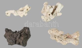 4 darab ásvány és korall, h: 11 cm alatt