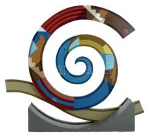 Barabás Márton (1952-): Lebegő csigalépcső, 1992-2004. Olaj, fa, jelzett az oldalán: Barabás M., alj...