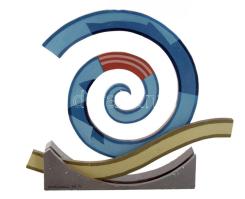 Barabás Márton (1952-): Lebegő csigalépcső, 1992-2004. Olaj, fa, jelzett az oldalán: Barabás M., alj...