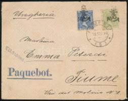 1898 Peterdi-féle hajópostalevél spanyol (!) bélyegekkel, "HAZÁNAK HASZNÁLJ" harangos bély...