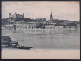 1899 Pozsony, Pressburg, Bratislava; látkép a Duna felől, vár, Dunai Gőzfürdő. Römmler &amp; Jon...