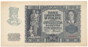Lengyelország / Német megszállás 1940. 20Zl "L 3304097" T:XF fo.
Poland / German Occupati...