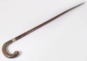 Antik sétabot, szaru markolattal, h: 85 cm
