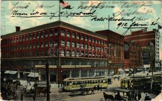 1912 Cleveland (Ohio), Huron Road, East at New Center, tram, shops (EM)