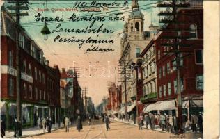 1912 Lancaster (Pennsylvania), North Queen Street, tram, shops. The Leighton &amp; Valentine Co....