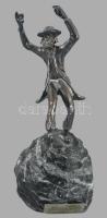 Yakov Heller: Haszid tánc. Ezüst (Ag) figura, kő talpon, jelzett, m: 16,5 cm /// Yakov Heller: Hasid...