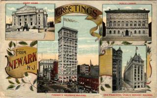 1913 Newark (Ohio), Court House, Public Library, Firemen's Insurance Building, New Prudential (...