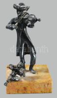 Haszid tánc. Ezüst (Ag) figura pár, márvány talpon, jelzett, 925 ezrelékes ezüst, m: 15 cm /// Hasid...