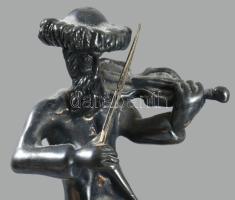 Haszid tánc. Ezüst (Ag) figura pár, márvány talpon, jelzett, 925 ezrelékes ezüst, m: 15 cm /// Hasid...