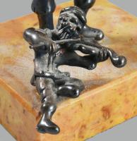 Haszid tánc. Ezüst (Ag) figura pár, márvány talpon, jelzett, 925 ezrelékes ezüst, m: 15 cm /// Hasid...