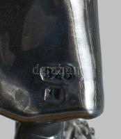 Haszid tánc. Ezüst (Ag) figura pár, márvány talpon, jelzett, 925 ezrelékes ezüst, m: 15 cm /// Hasid...