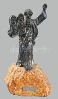 Isaac Jeheskel: Mózes. Ezüst (Ag) lemez szobor, kő talpon, jelzett, 925-ös, m: 25 cm /// Isaac Jehes...