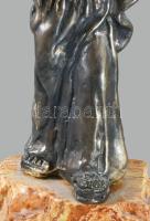 Isaac Jeheskel: Mózes. Ezüst (Ag) lemez szobor, kő talpon, jelzett, 925-ös, m: 25 cm /// Isaac Jehes...