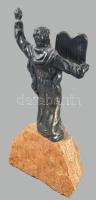 Isaac Jeheskel: Mózes. Ezüst (Ag) lemez szobor, kő talpon, jelzett, 925-ös, m: 25 cm /// Isaac Jehes...