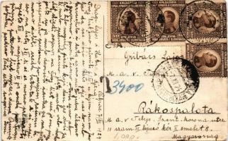 1924 Pozdrav od Krampusa! / Krampusz művészlap gyerekekkel / Krampus art postcard with children (fa)