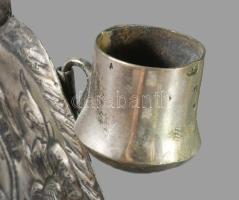 Ezüst (Ag) hanukia a kőtáblákat tartó oroszlánok ábrázolásával, samesszel. 1894, Orosz Birodalom, IP...