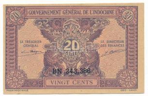 Francia Indokína 1942(DN) 20c "BN 243.386" középen végigfutó nyomdai papírránc T:AU
Frenc...