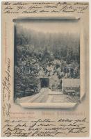 1900 Körmöcbánya, Kremnitz, Kremnica; Zólyomvölgyi vasúti alagút. Braun Ármin kiadása / railway tunn...
