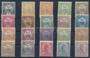 1913 Turul sor álló vízjellel (**56.000) / Mi 109-126 with watermark VII. (5f falcos / hinged)