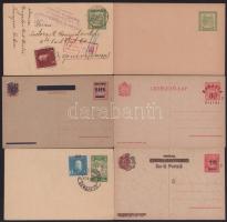 1916-tól 11 db díjjegyes küldemény, benne SHS, Baranya, Románia, Bodor vizsgálójellel + osztrák-magy...