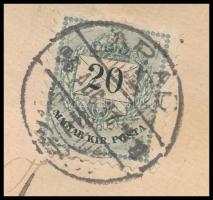 1896 Ajánlott távolsági levél Színesszámú 20kr 11 1/2 fogazású bélyeggel bérmentesítve R! (80.000) /...